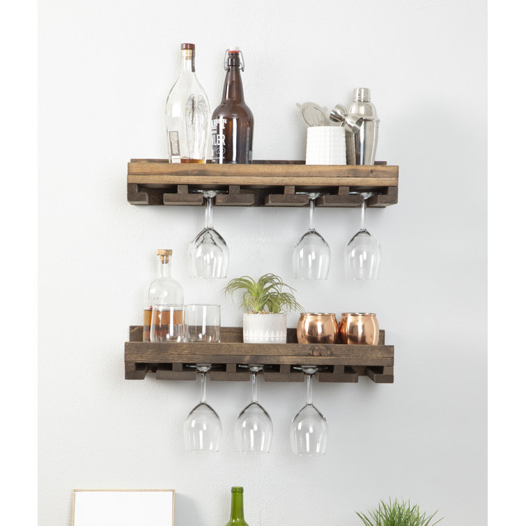 Union Rustic Oconner Solid Wood Wall Mounted Wine Glass Rack & Reviews